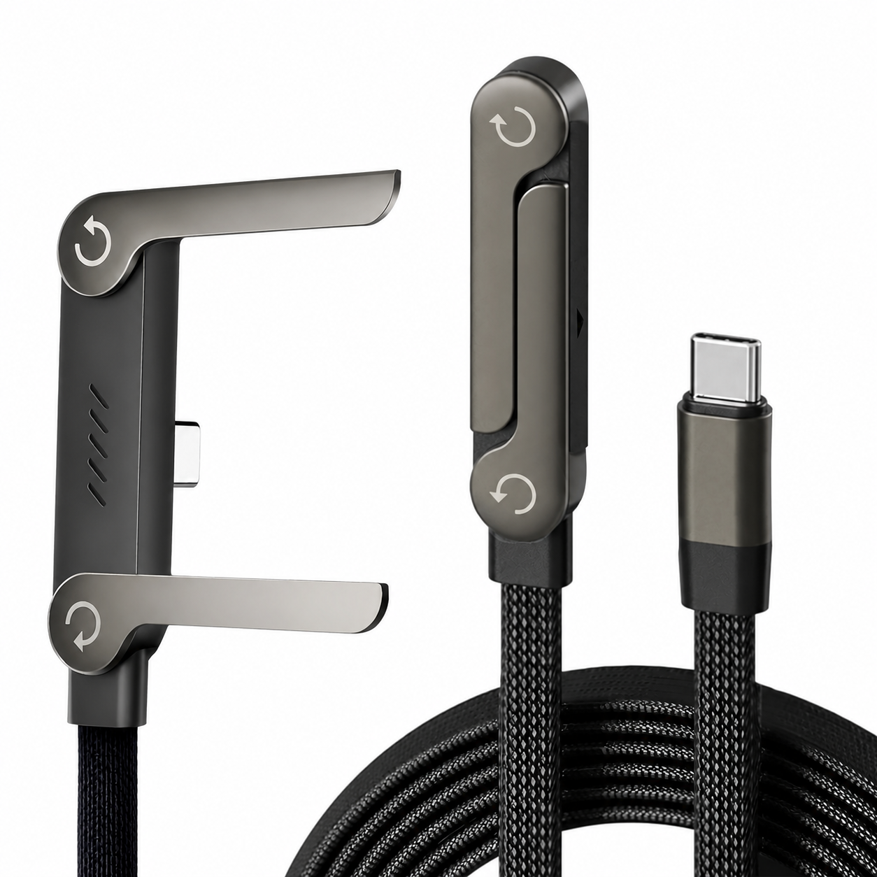【240W急速充電】折りたたみ式 スマホスタンドケーブル｜USB-C対応 2-in-1充電ケーブル