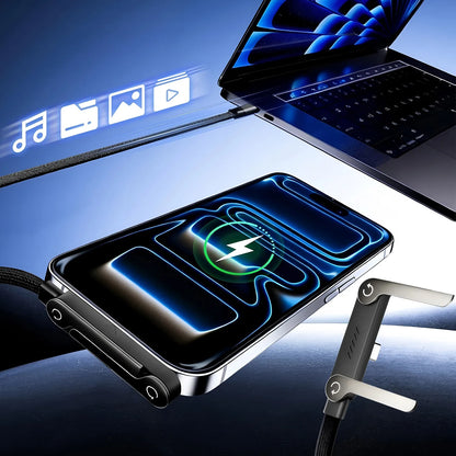 【240W急速充電】折りたたみ式 スマホスタンドケーブル｜USB-C対応 2-in-1充電ケーブル